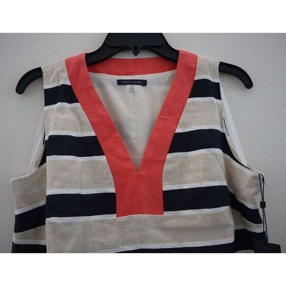 Tommy Hilfiger Women’s Sz 6 (Small) Striped Colorblocked Linen Shift Dress $109+ - Picture 3 of 13